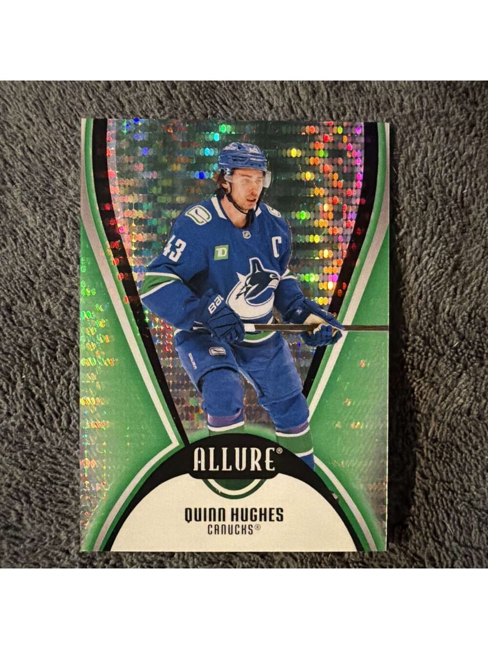 2025-26 Allure Quinn Hughes #63 Canucks Green Quartz SN# /99